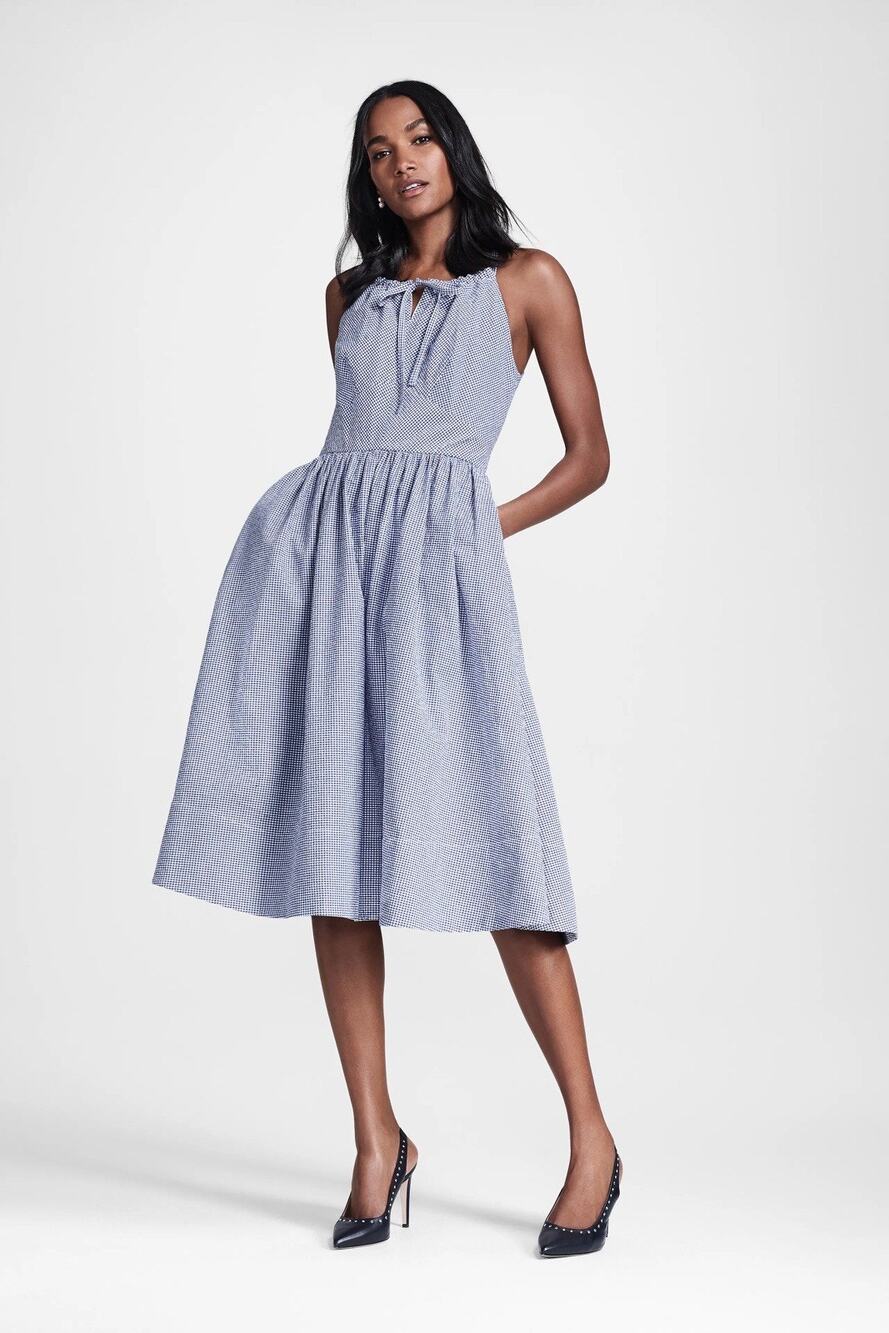 Brooks Brothers Women's Seersucker Shirt Dress Royal Blue Size 10 Gingham NWT